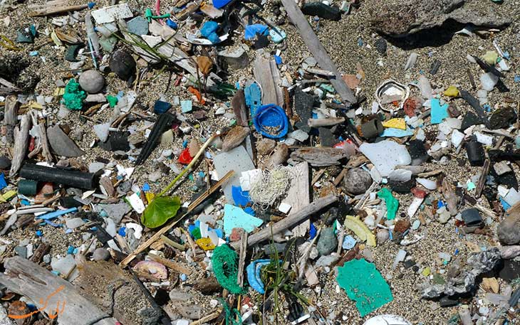 زباله های آمده در ساحل کامیلو
