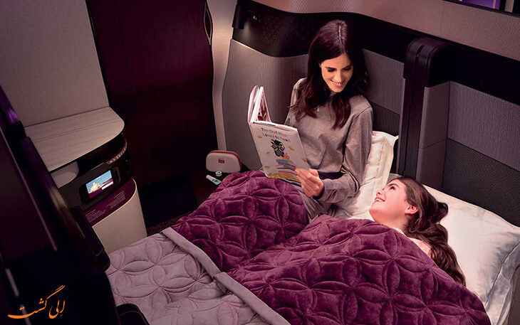 تختخواب دو نفره در هواپیمایی قطر