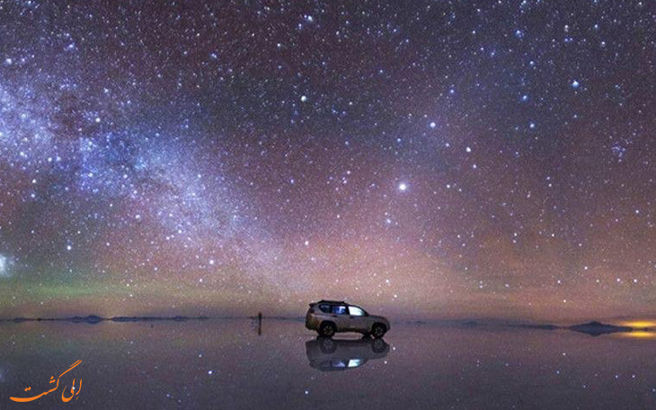 دریاچه نمک بولیوی در شب