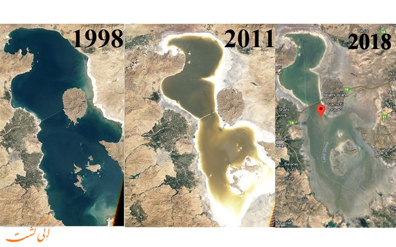 خشک شدن دریاچه ارومیه در حال حاضر