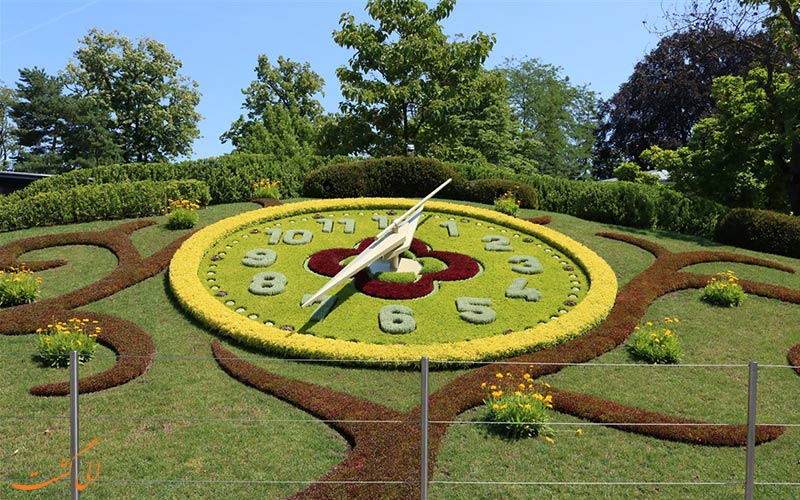 ساعت گل در باغ انگلیسی ژنو