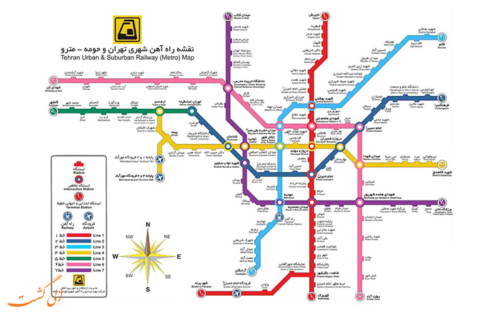 نقشه ی متروی تهران