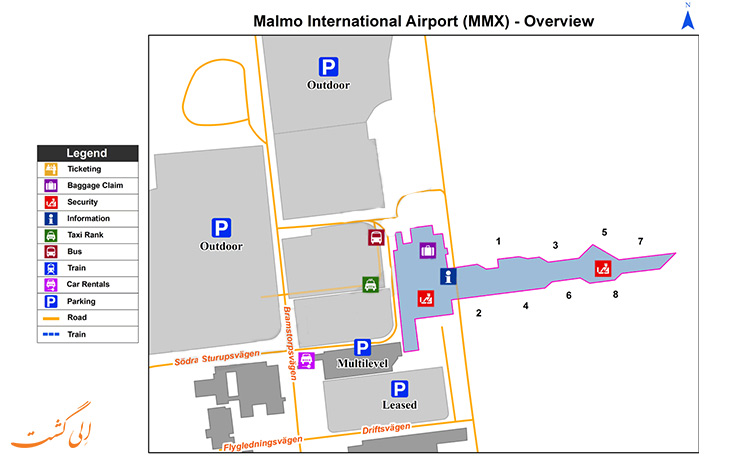 نقشه فرودگاه بین المللی مالمو