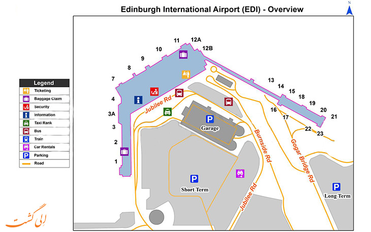 نقشه فرودگاه ادینبورگ اسکاتلند