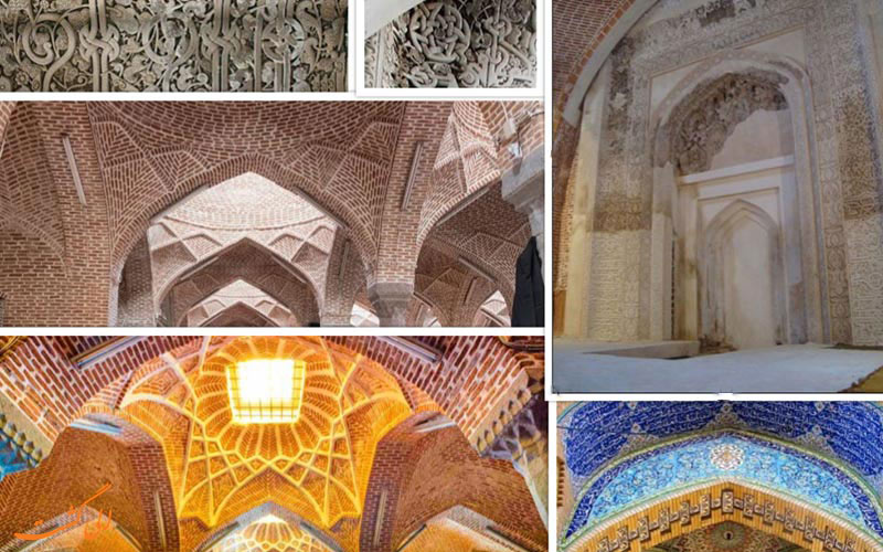 کلاژی از گچ بری ها و ویژگی های معماری مسجد جامع تبریز کلاژی از گچ بری ها و ویژگی های معماری مسجد جامع تبریز