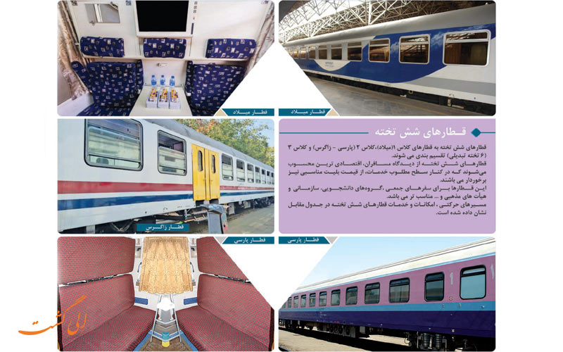 قیمت بلیت قطار میلاد 6 تخته سه ستاره