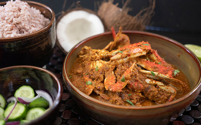 خرچنگ ژاکوتی، در کنار برنج خرچنگ ژاکوتی، در کنار برنج